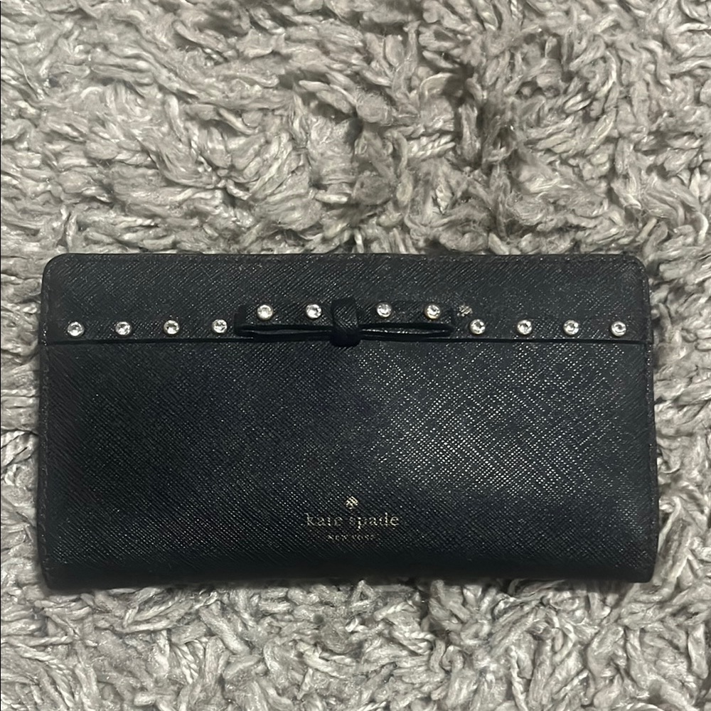 Kate Spade Black Saffiano Wallet with Studded Design